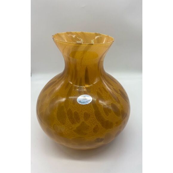 Maestri Vetrai 10” Hand blown Art Glass Vase, made Amber Brown - Picture 4 of 10